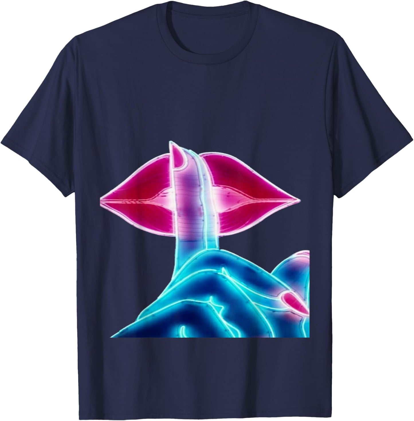 Red lips (shhh)Silence T-Shirt - T-Shirt | Navy