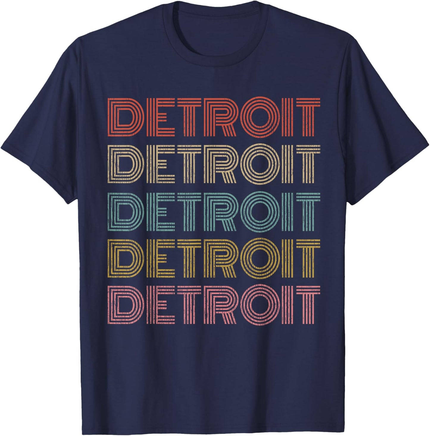 Vintage Retro Detroit Michigan 70s 80s Style T-Shirt - T-Shirt | Navy