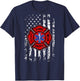 EMT Firefighter Shirt Fireman EMS USA Flag Gift Back Print T-Shirt - T-Shirt | Navy