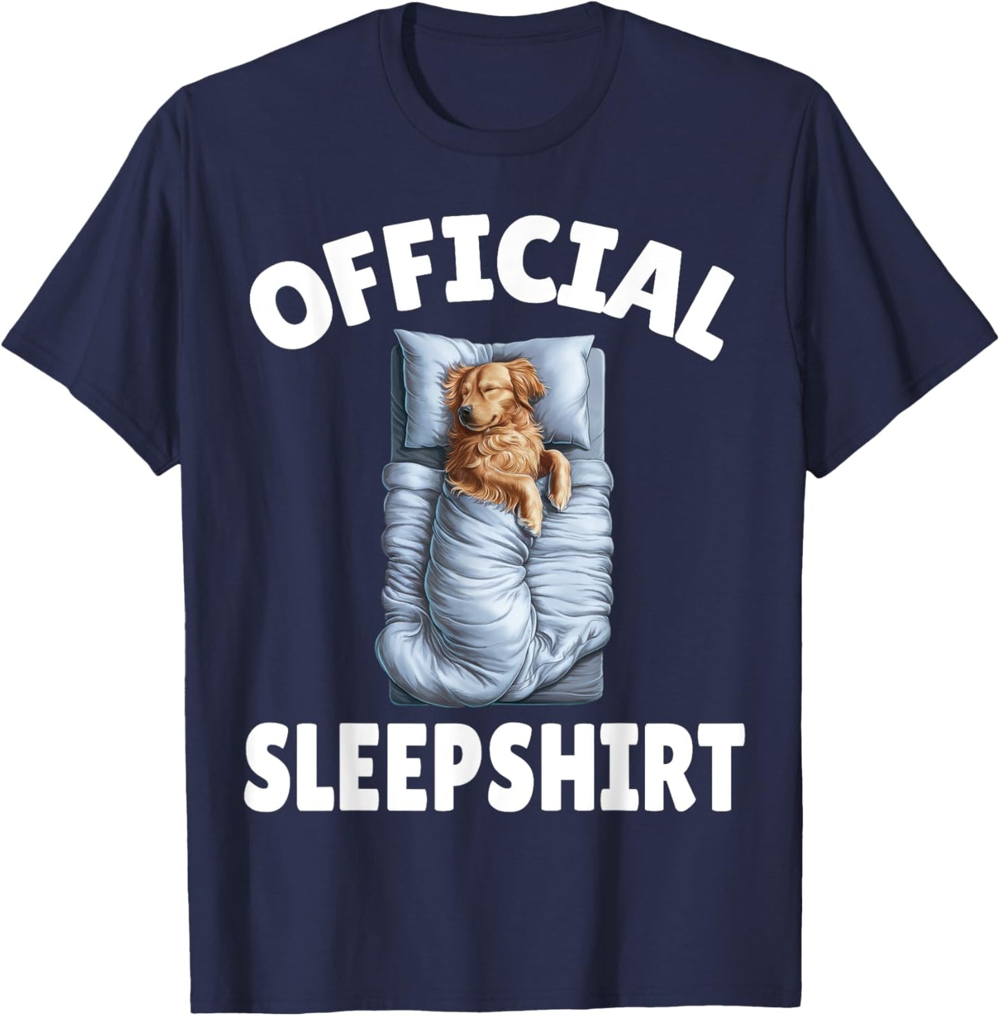 Golden Retriever Dog Official Sleepshirt Napping Pajamas Men Women Kids T-Shirt - T-Shirt | Navy