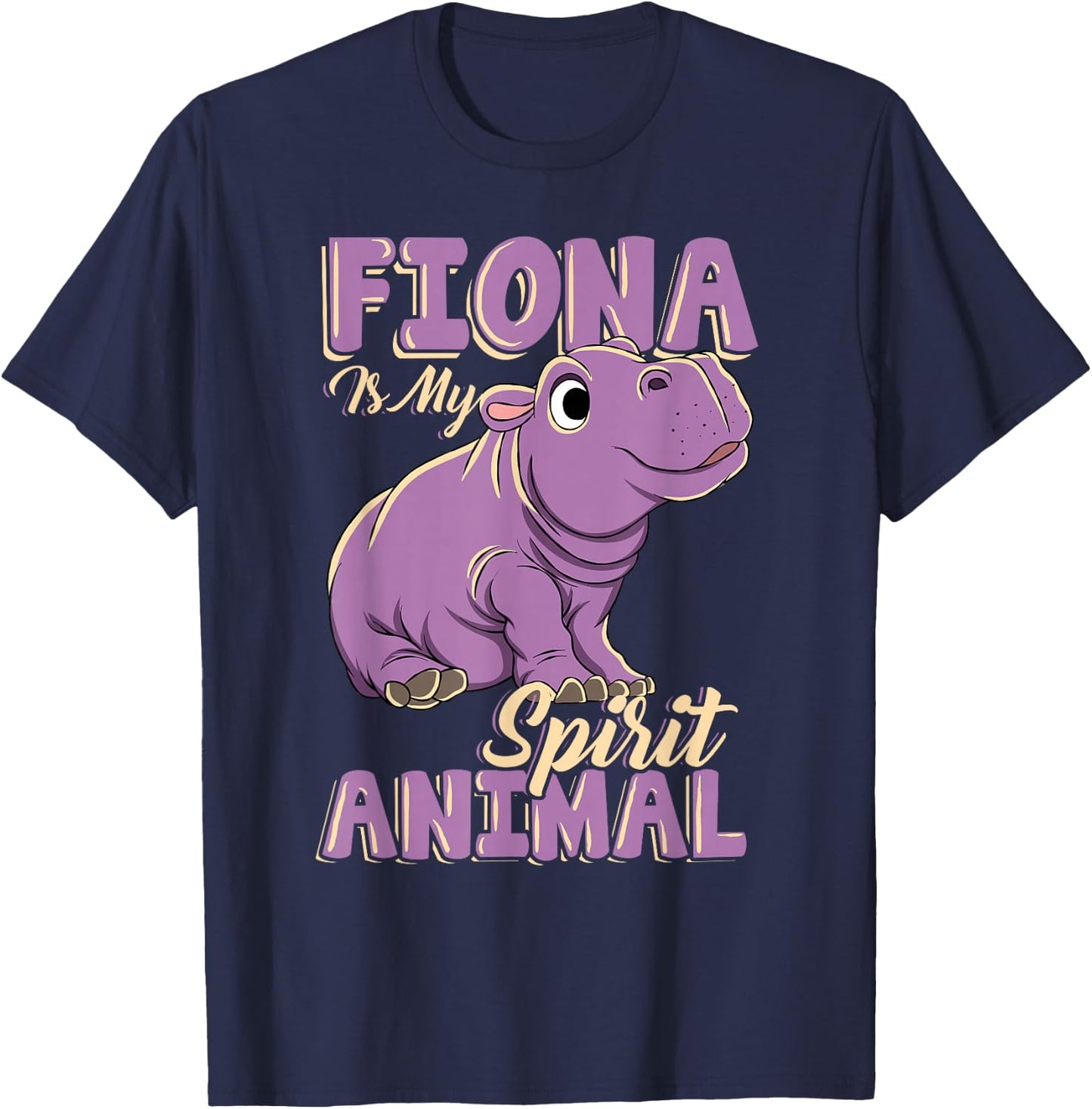 Fiona is My Ghost Animal Baby Hippopotamus Lover T-Shirt - T-Shirt | Navy