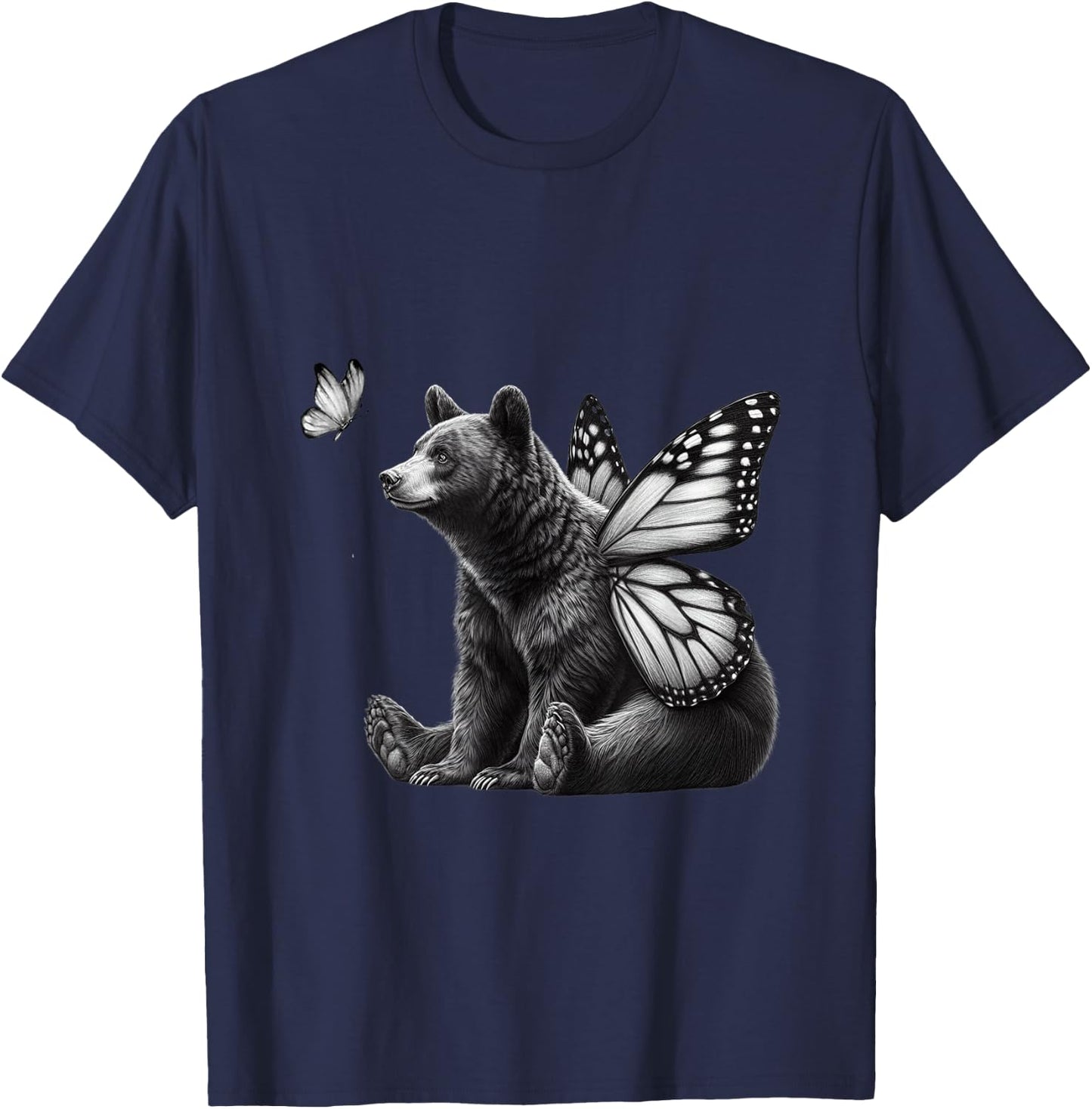 Vintage Butterfly Bear Mama Bear Wild Animal Choose The Bear T-Shirt - T-Shirt | Navy