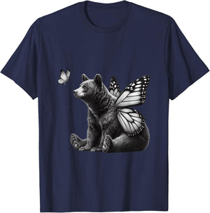 Vintage Butterfly Bear Mama Bear Wild Animal Choose The Bear T-Shirt - T-Shirt | Navy