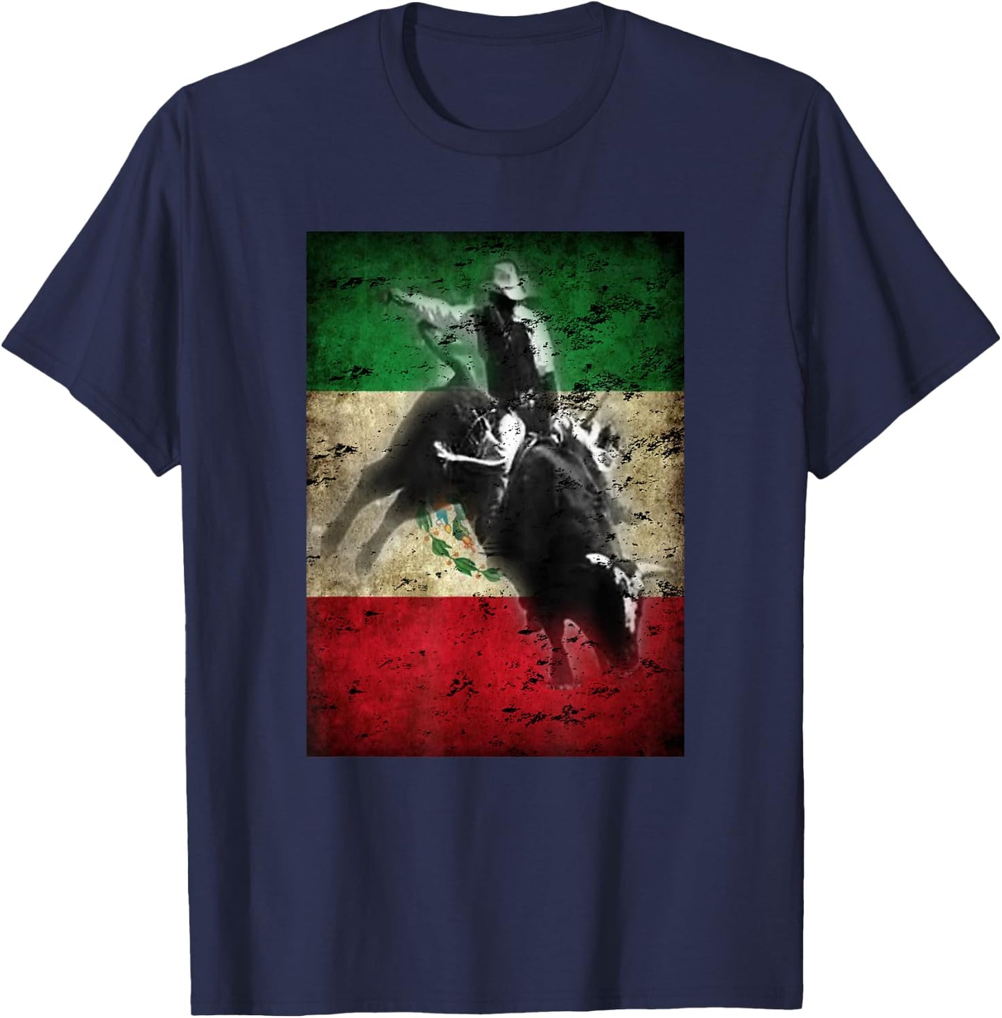 Mexico Bull Riding Ranch Rider Mexican T-Shirt - T-Shirt | Navy