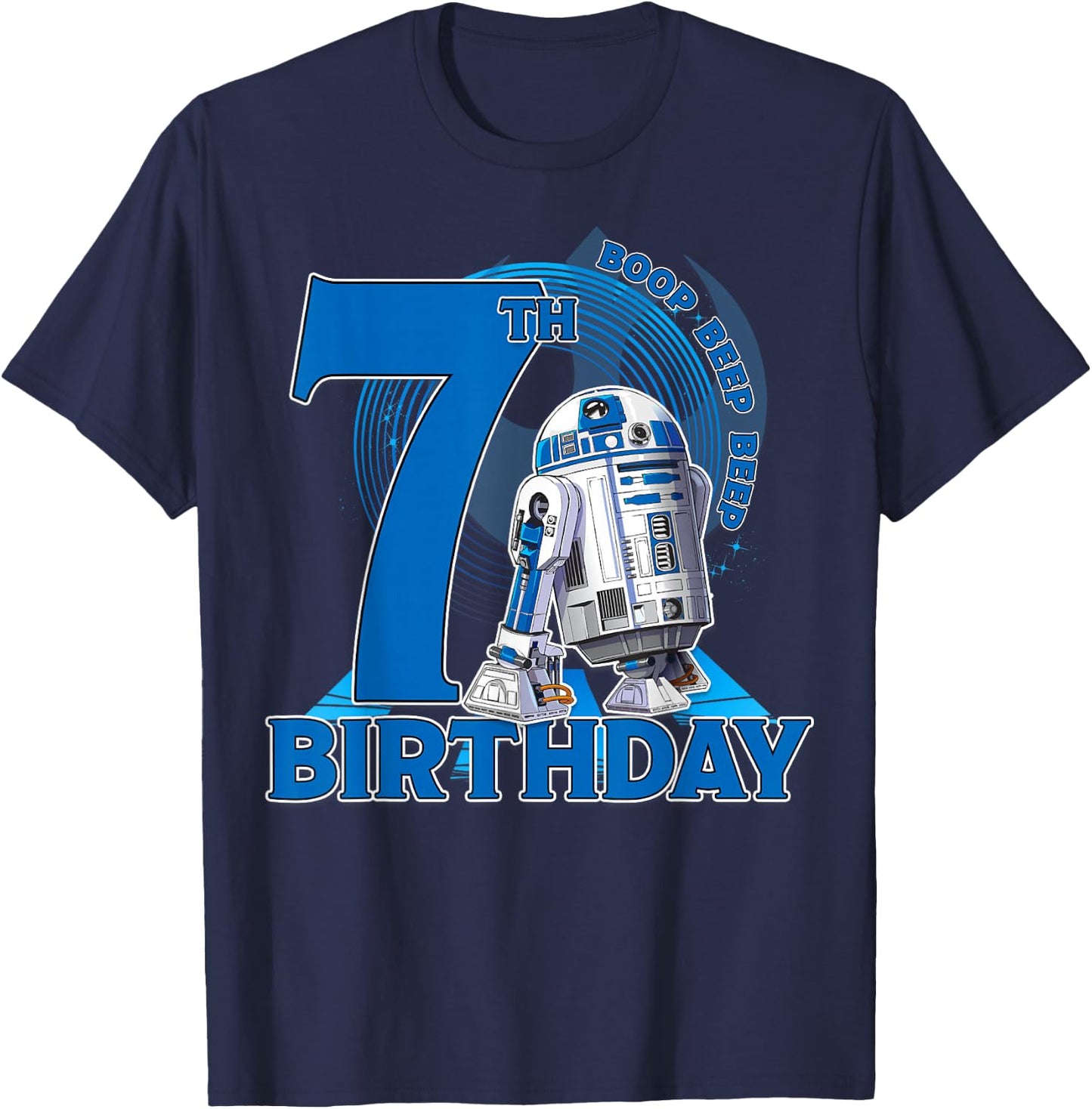 Star Wars R2-D2 Boop Beep Beep 7th Birthday T-Shirt - T-Shirt | Navy