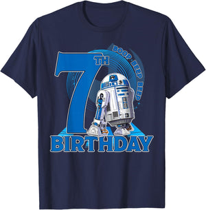 Star Wars R2-D2 Boop Beep Beep 7th Birthday T-Shirt - T-Shirt | Navy