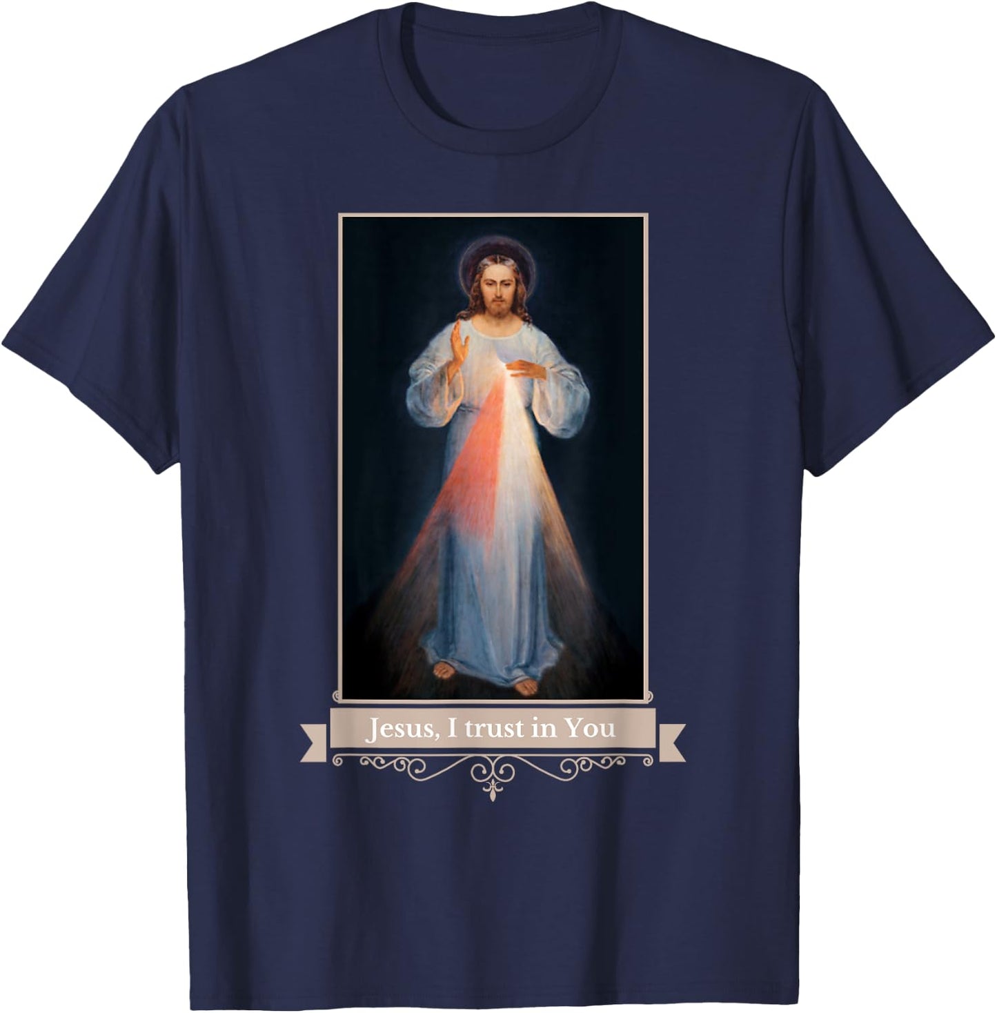 Divine Mercy Jesus I Trust In You Catholic Religious T-Shirt - T-Shirt | Navy
