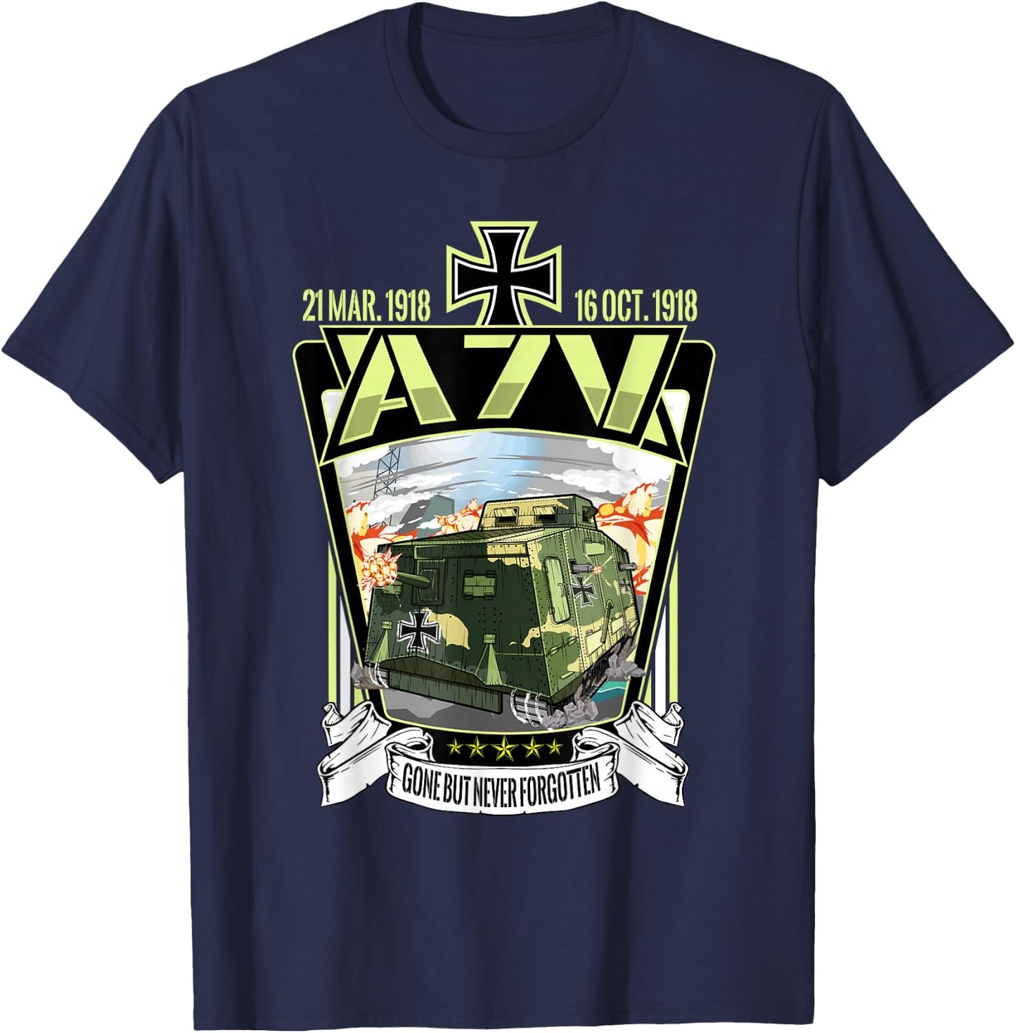 WW1 World War German Heavy A7V Tank T-Shirt - T-Shirt | Navy