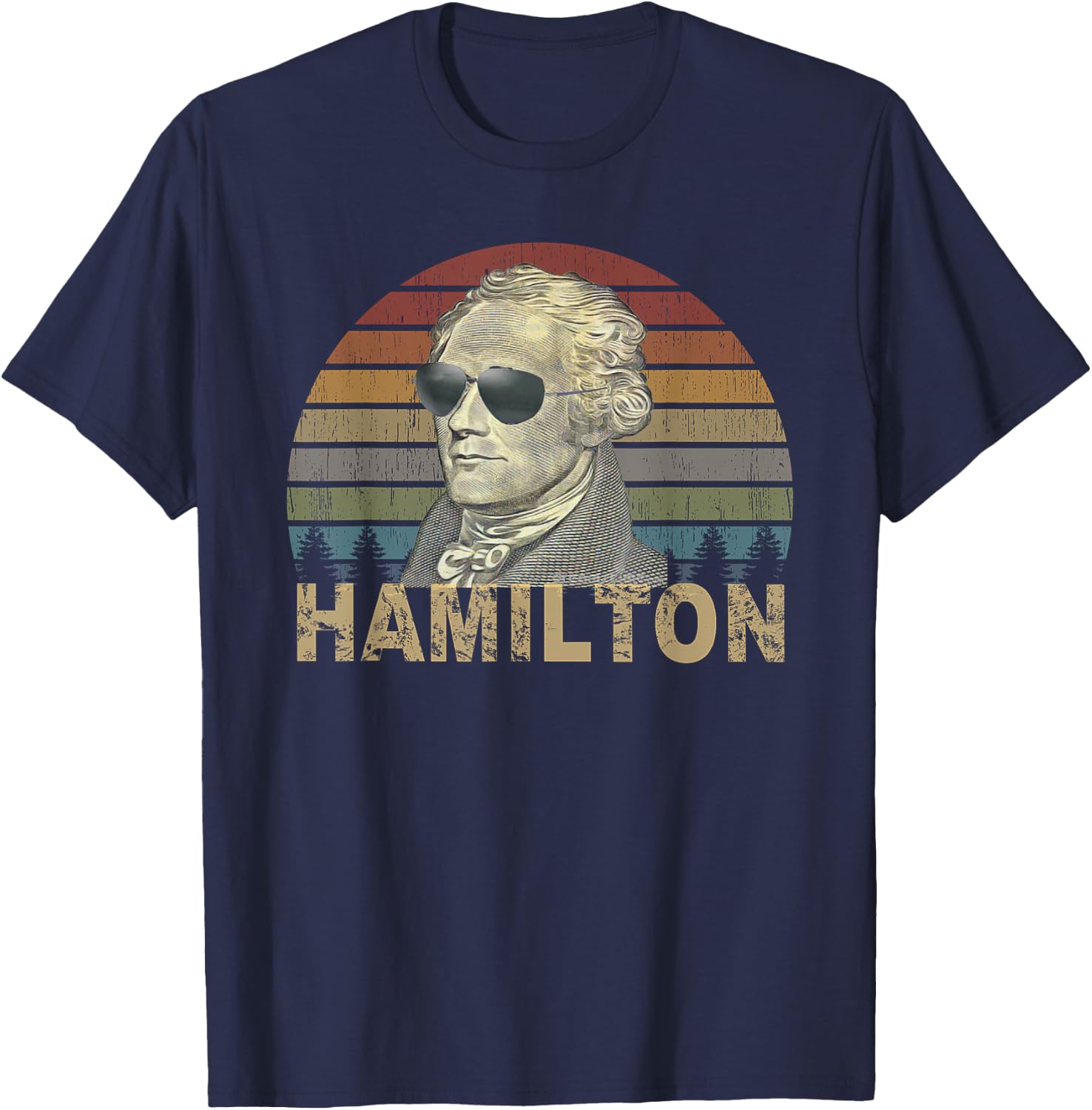 Retro Style Hamilton shirt Wearing Sunglasses T-Shirt - T-Shirt | Navy