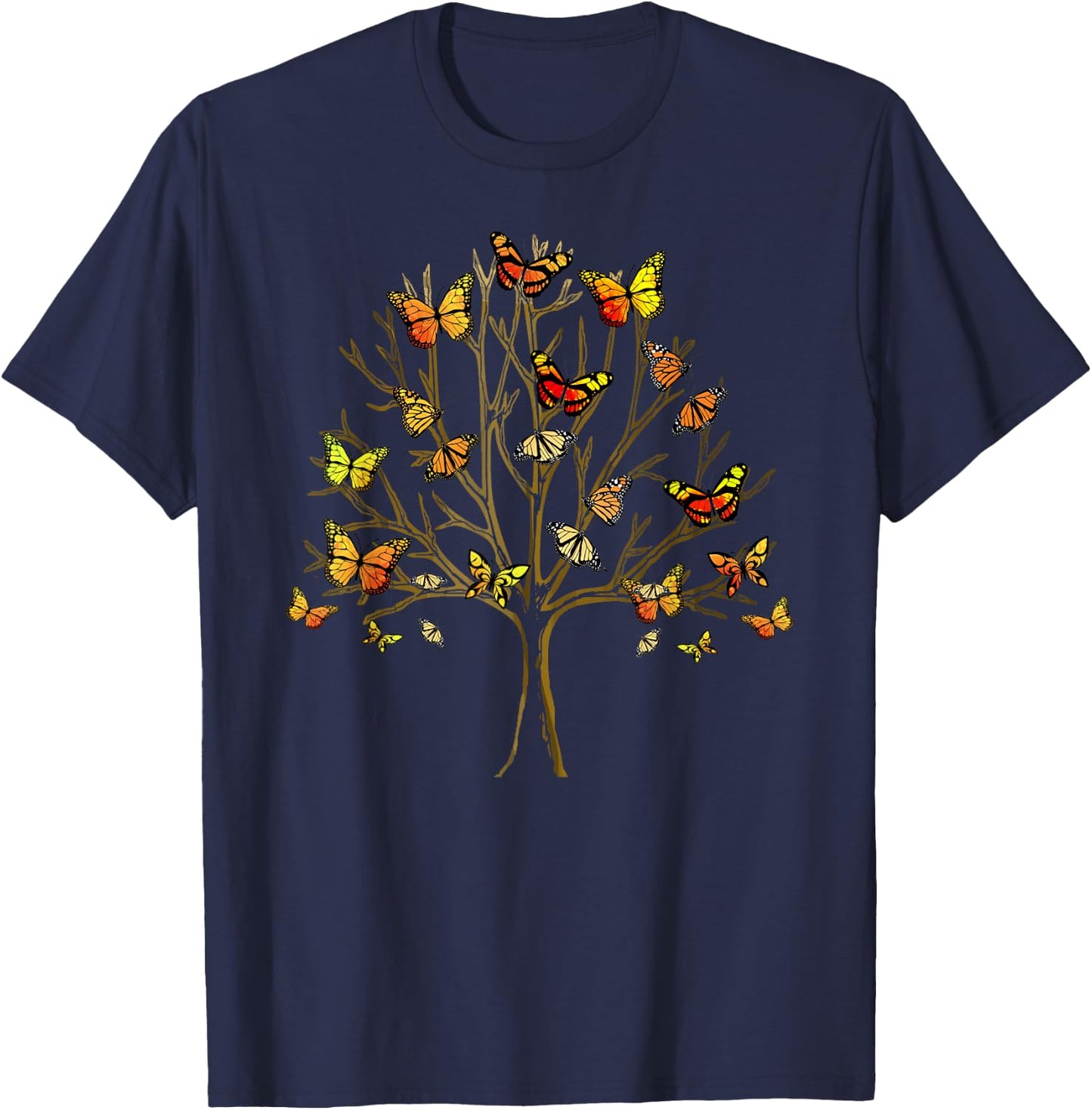 Butterfly Tree of Life Butterflies T-Shirt - T-Shirt | Navy