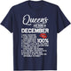 Queens Are Born in December Birthday Gifts T-Shirt - T-Shirt | Navy