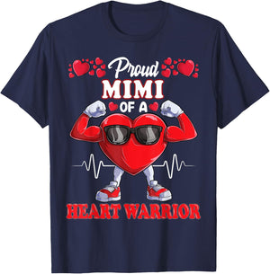 Proud Mimi of a Heart Warrior CHD Awareness T-Shirt - T-Shirt | Navy