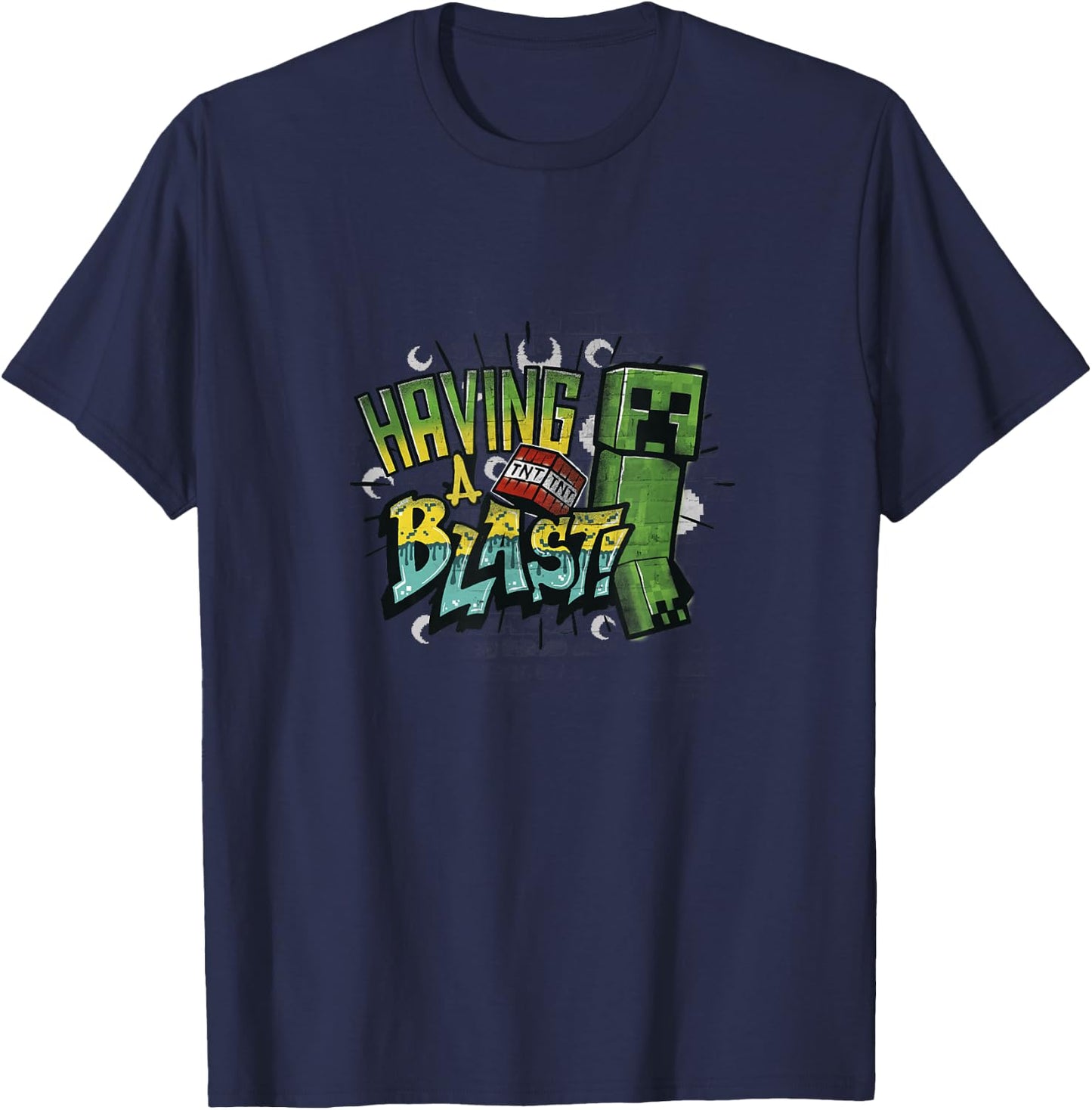Minecraft Creeper TNT Having A Blast! Color Gradient T-Shirt - T-Shirt | Navy