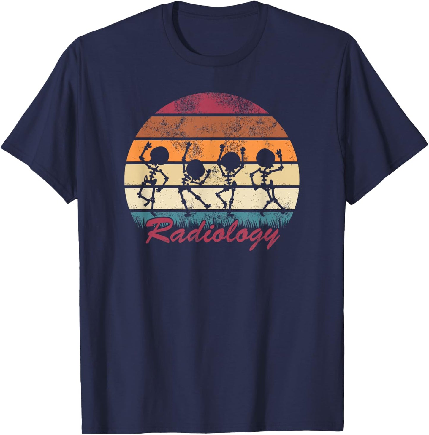 Funny Dancing Skeleton Gift Radiology Technician T-Shirt - T-Shirt | Navy