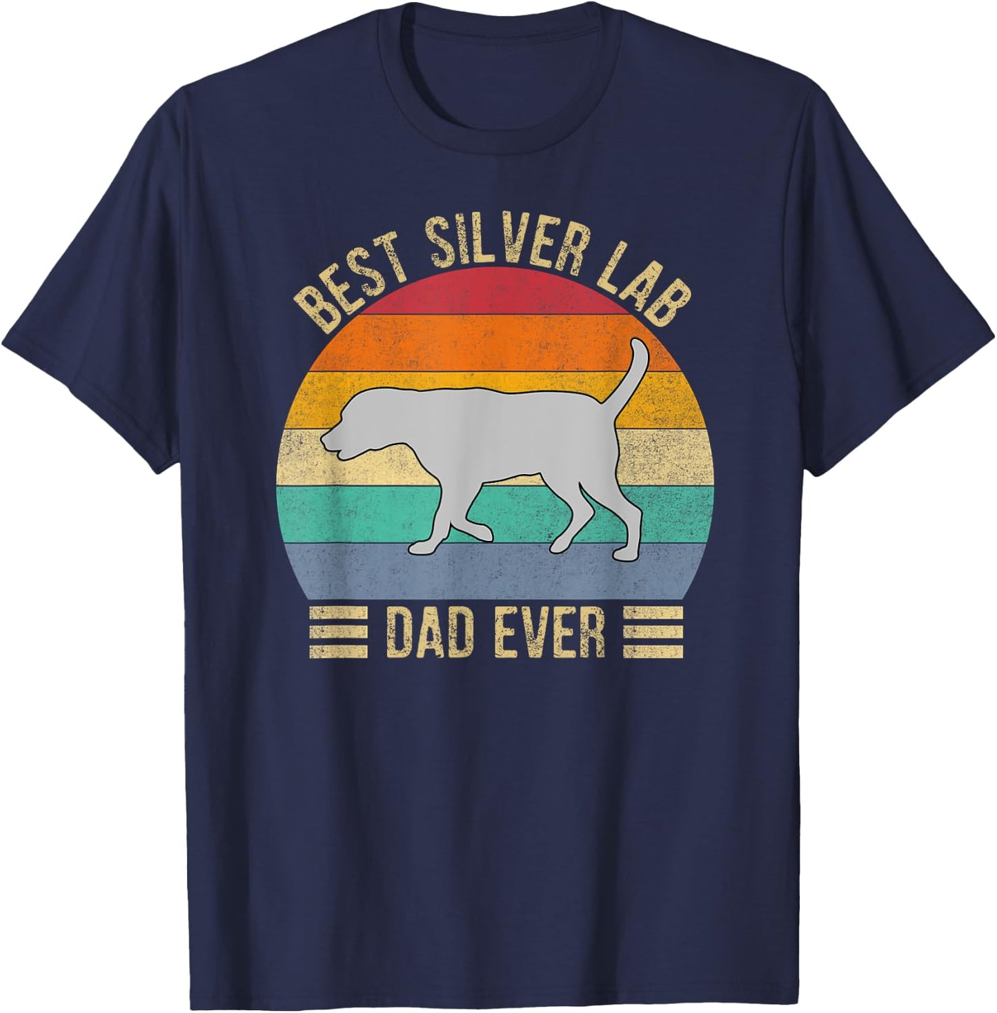 Vintage Retro Best Silver Lab Dad Ever Labrador Retriever T-Shirt - T-Shirt | Navy
