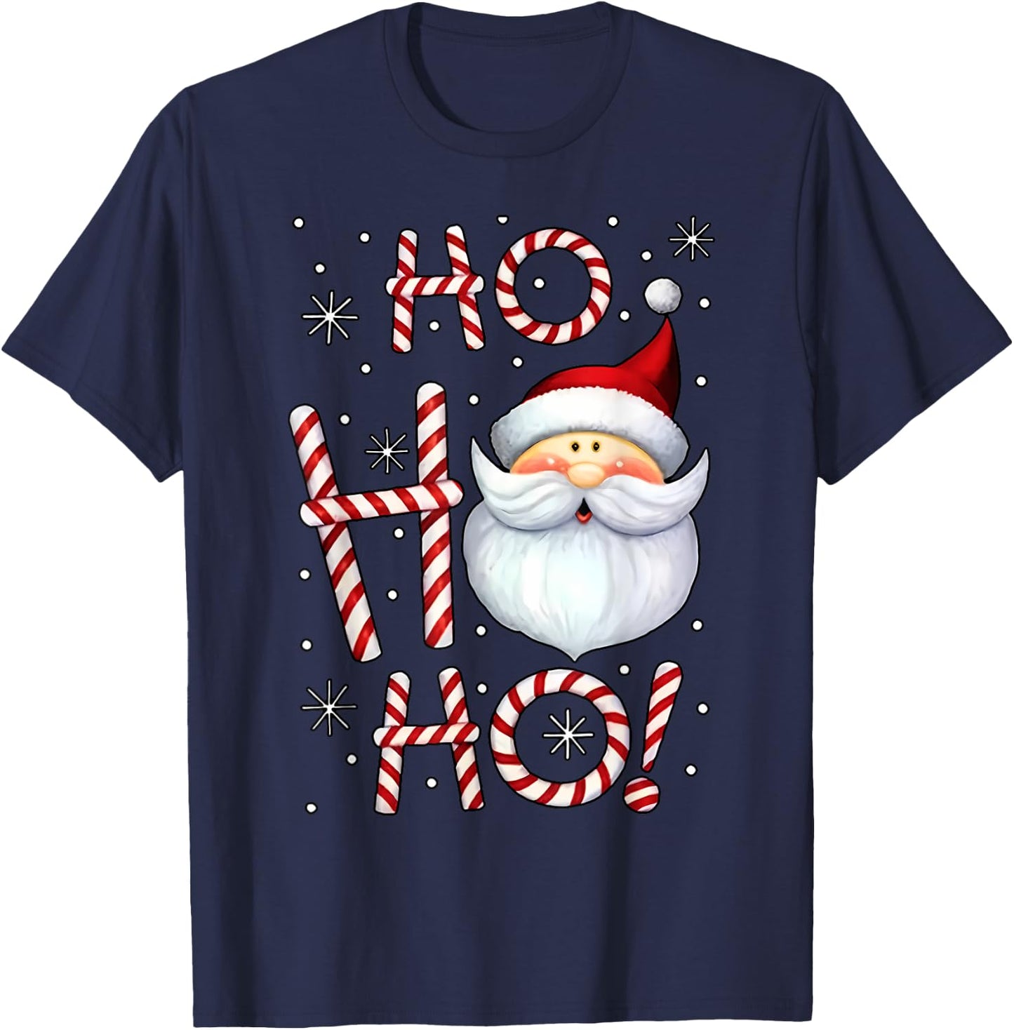 Christmas Santa Claus Candy Cane by Christmas Santa Claus Candy Cane for -Adults & Kids, Black, Small, Short Sleeve T-Shirt - T-Shirt | Navy