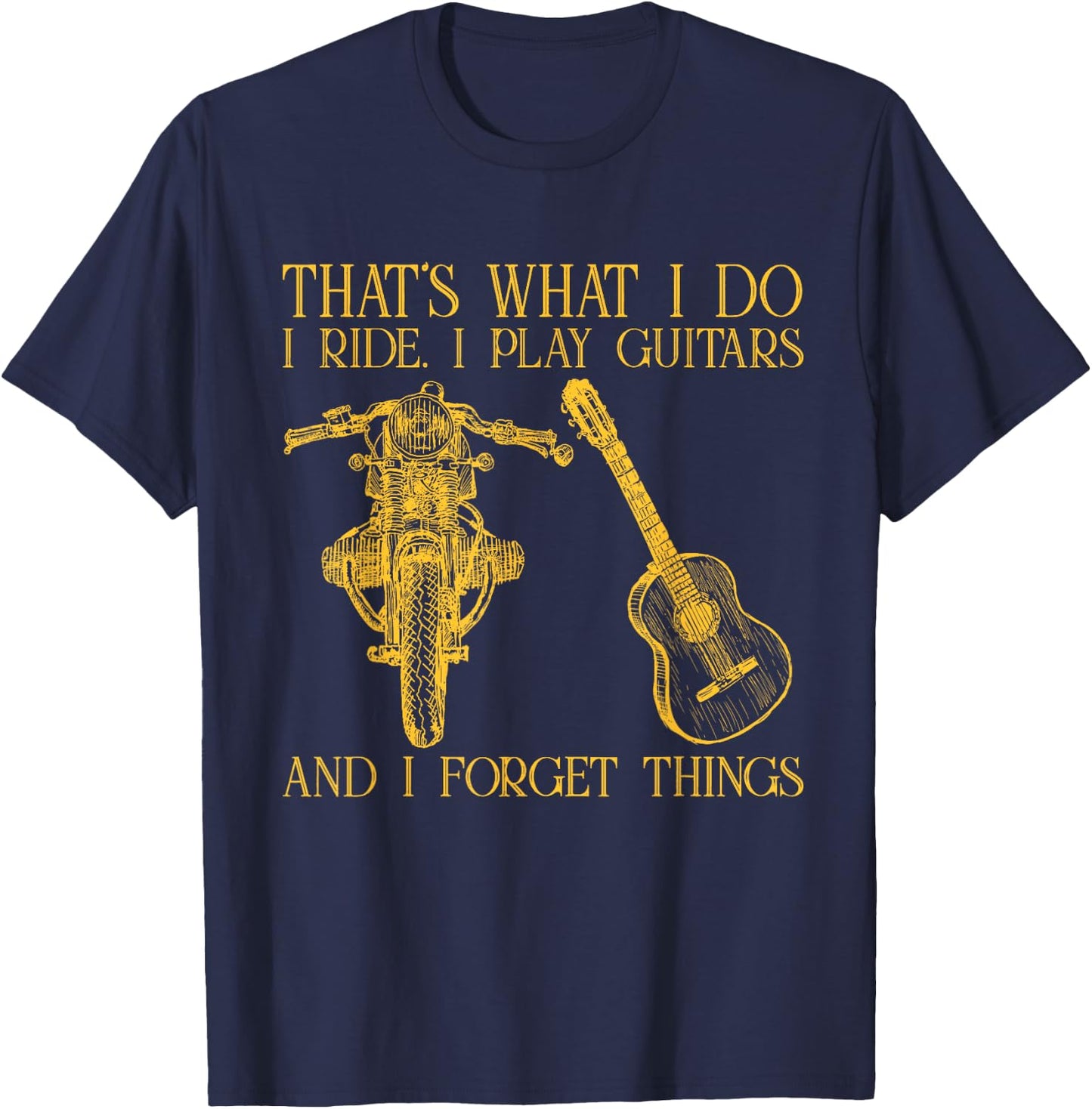 Motorcycles Lover Guitar Gift Apparel T-Shirt - T-Shirt | Navy