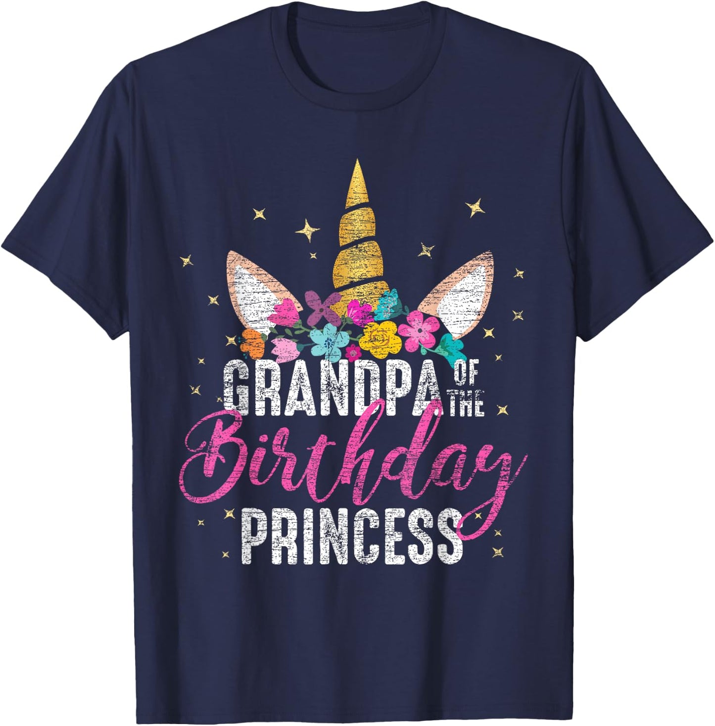 Grandpa Of The Birthday Princess Gifts Unicorn Birthday T-Shirt - T-Shirt | Navy