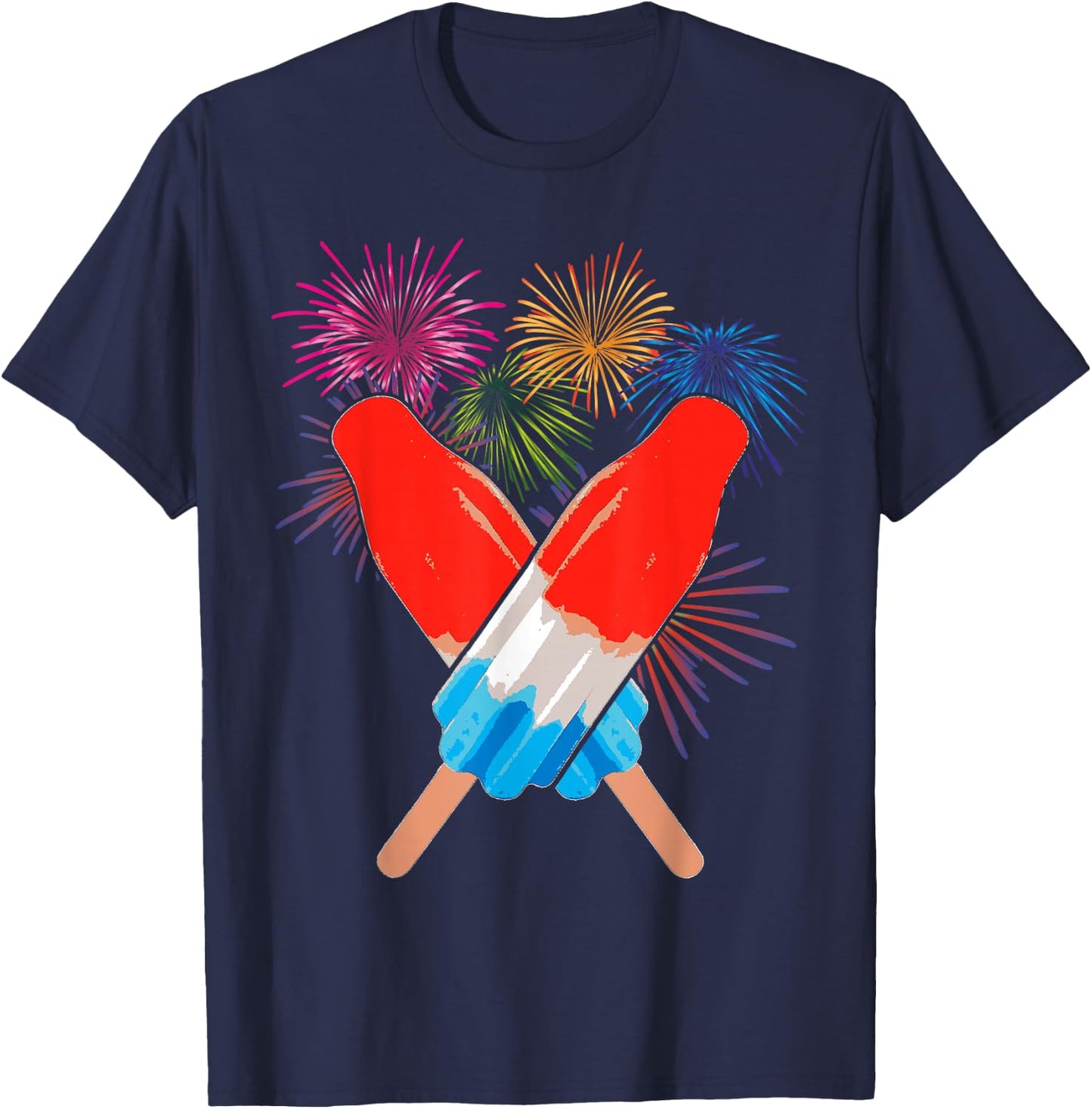 Memorial Day 4th of July Holiday Patriotic Rocket Pop T-Shirt - T-Shirt | Navy