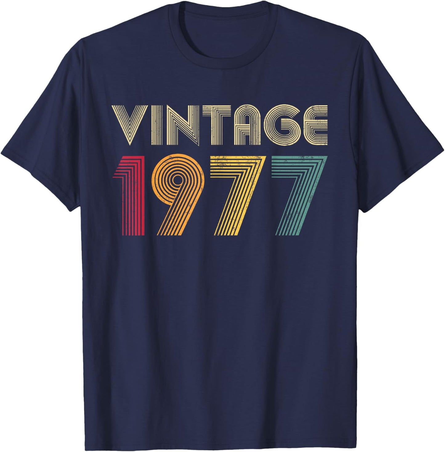Vintage 1977 48th Birthday Retro Men Women 48 Years Old T-Shirt - T-Shirt | Navy