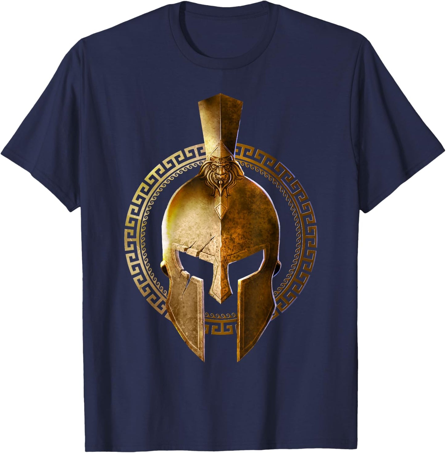 Golden Spartan Helmet Warrior Gladiator Gym - Workout T-Shirt - T-Shirt | Navy