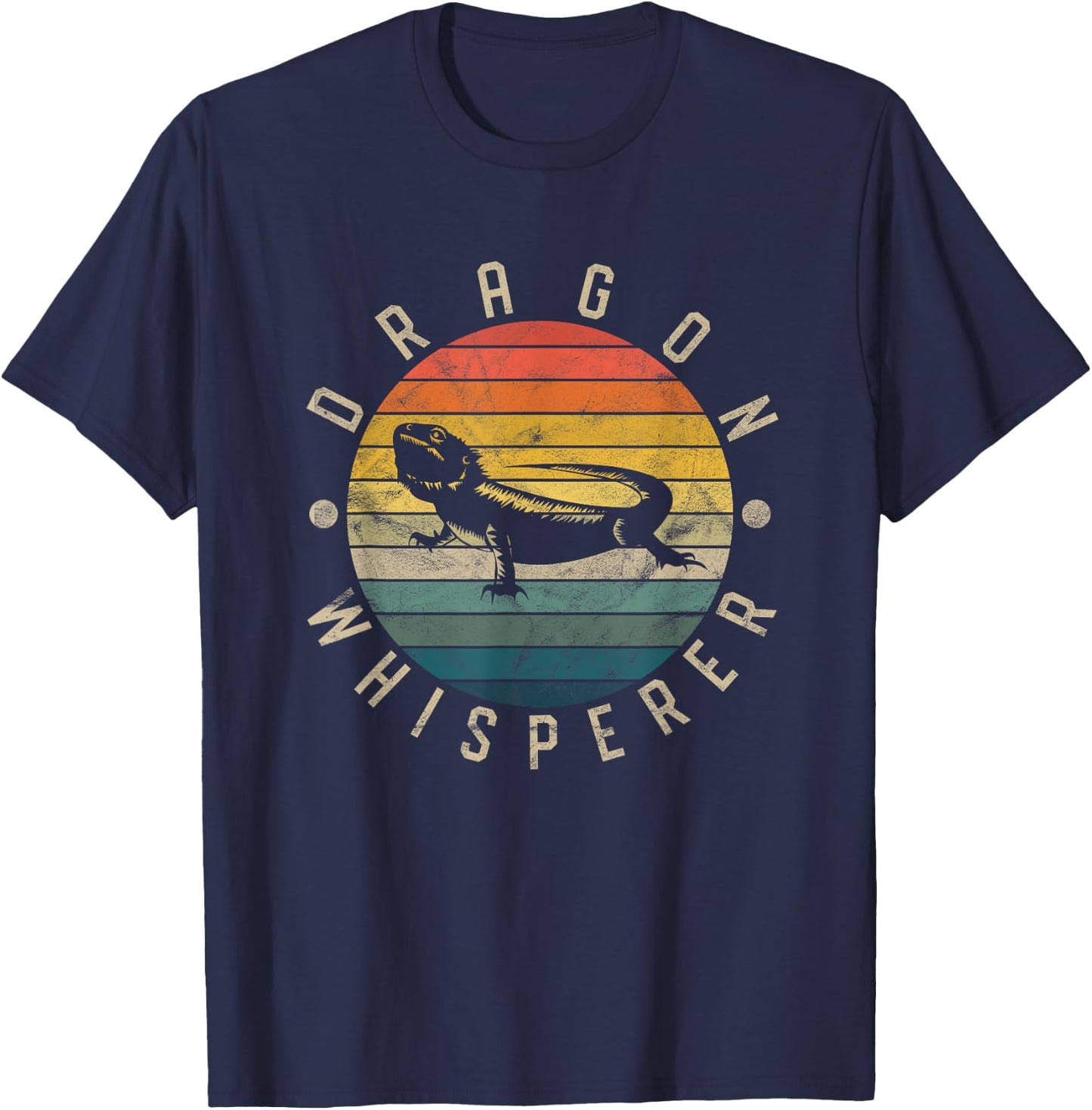 Bearded Dragon Whisperer Vintage Sunset Lizard Reptile T-Shirt - T-Shirt | Navy