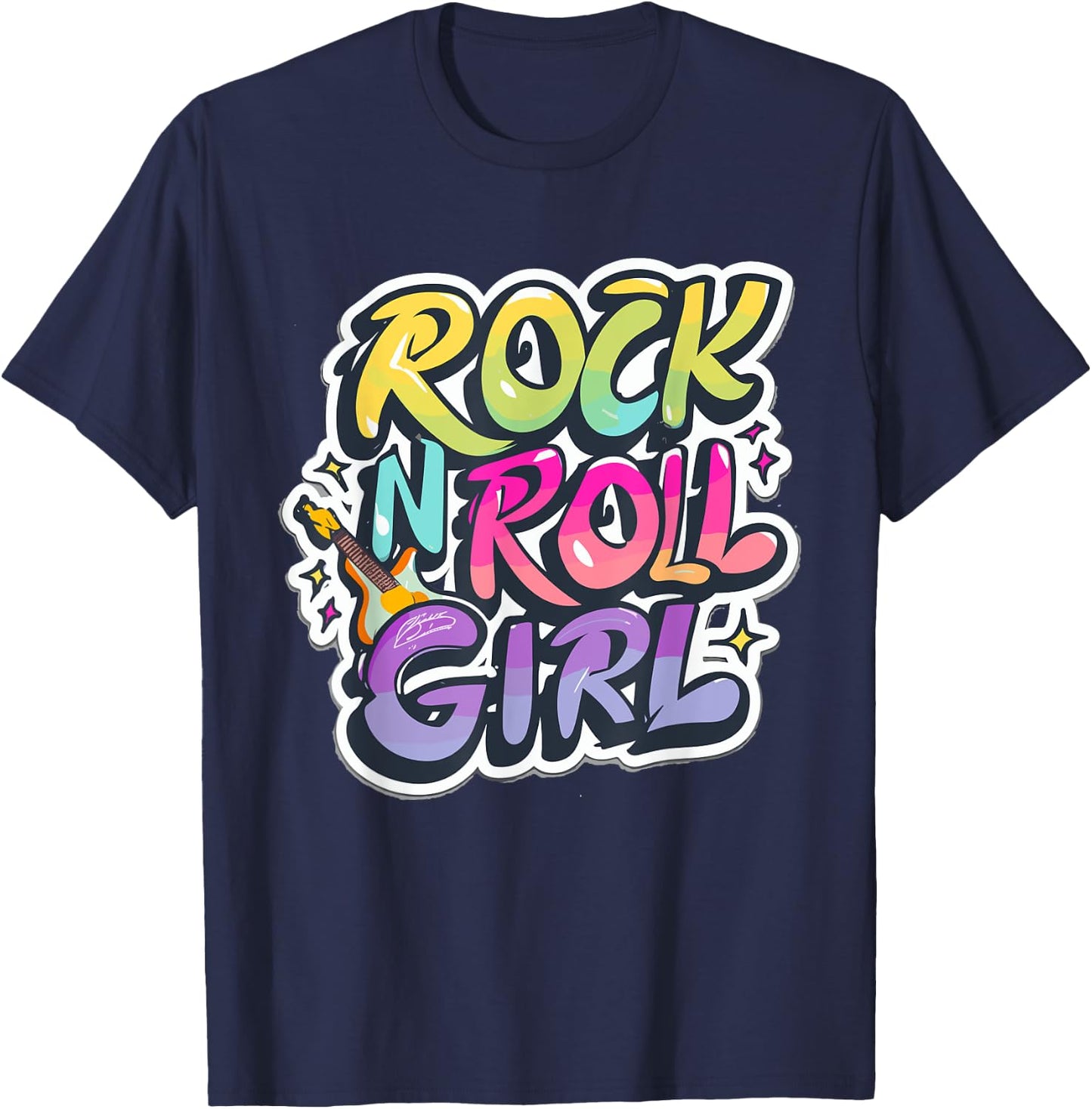 Band Shirts for Kids Rock N Roll Girl Rock and Roll Costume T-Shirt - T-Shirt | Navy