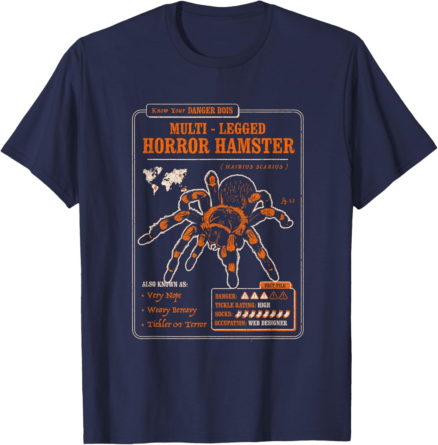 Know Your Multi Legged Horror Hamster (AKA Spider) Funny T-Shirt - T-Shirt | Navy