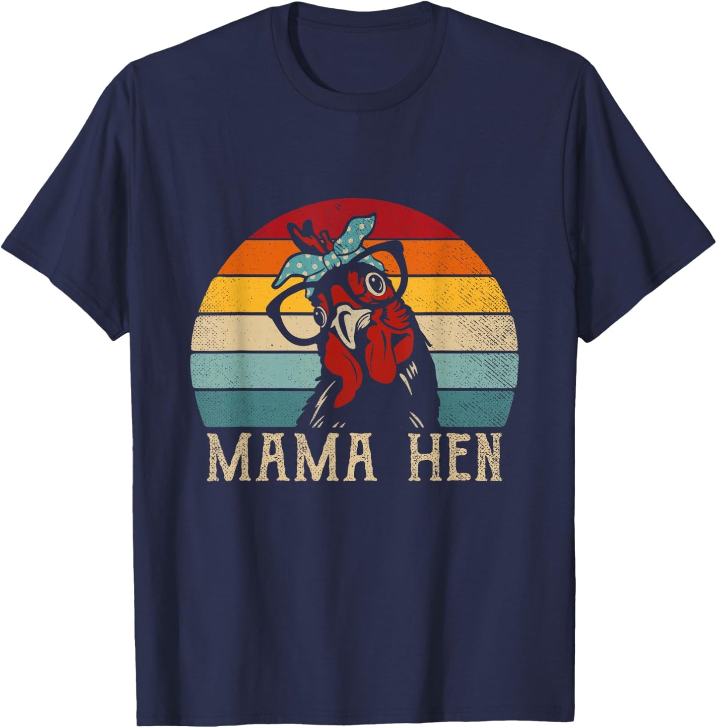 Funny Mama Hen Shirt Vintage Retro Chicken Mom Mother T-Shirt - T-Shirt | Navy