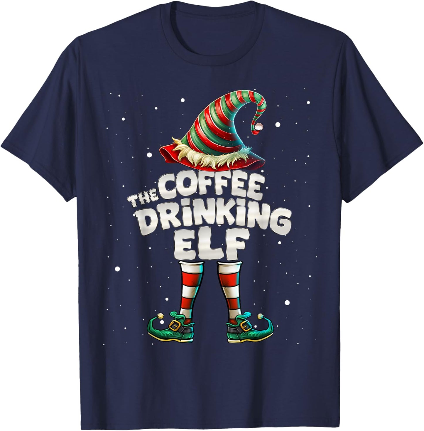 I'm The Coffee Drinking Elf Family Matching Group Christmas T-Shirt - T-Shirt | Navy