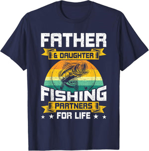 Father And Daughter Fishing Partners For Life Fishing T-Shirt - T-Shirt | Navy