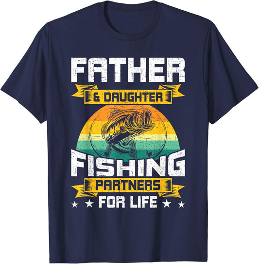 Father And Daughter Fishing Partners For Life Fishing T-Shirt - T-Shirt | Navy