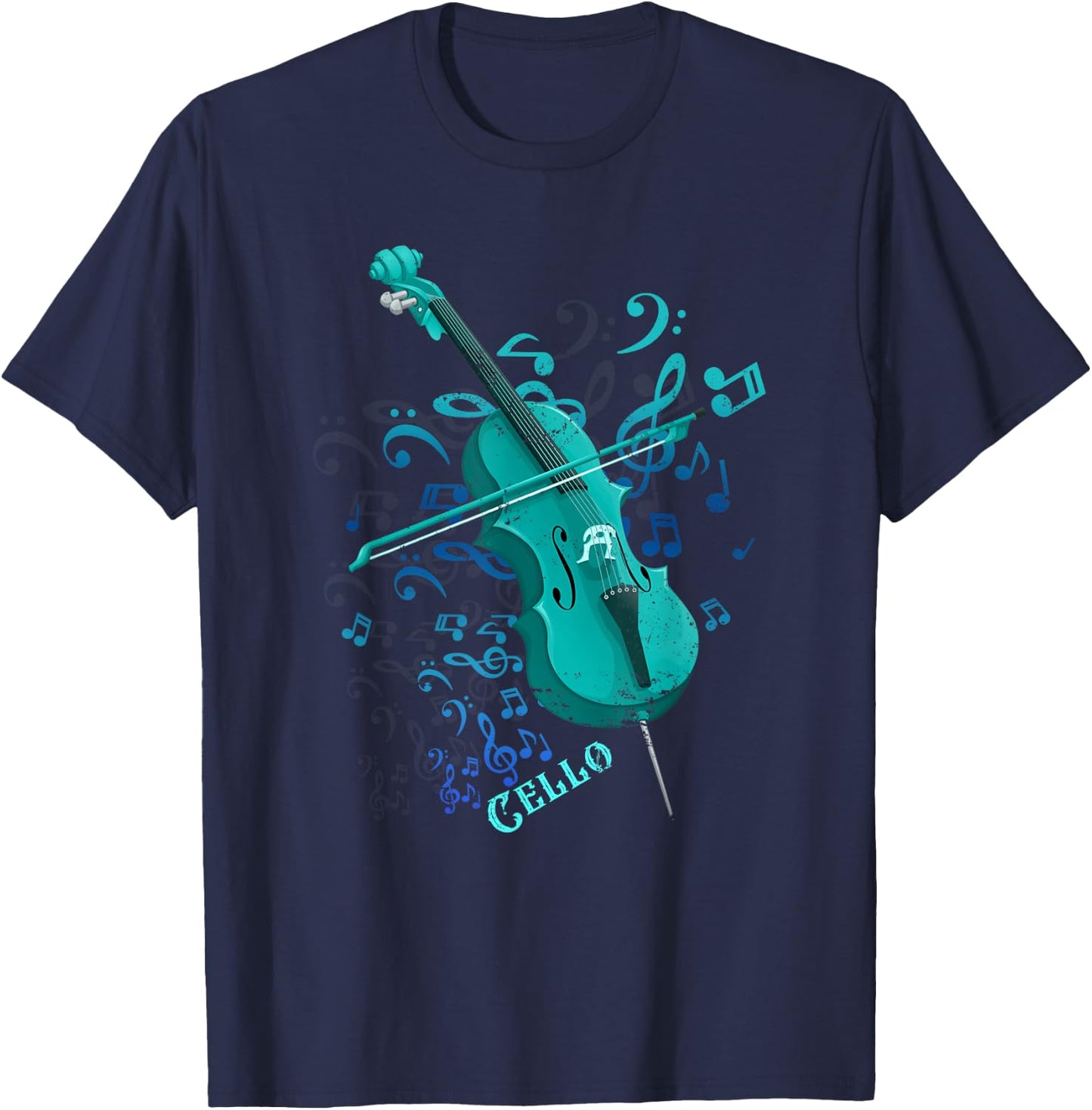 Music Notes Treble Clef Cellist Gift Orchestra Cello T-Shirt - T-Shirt | Navy