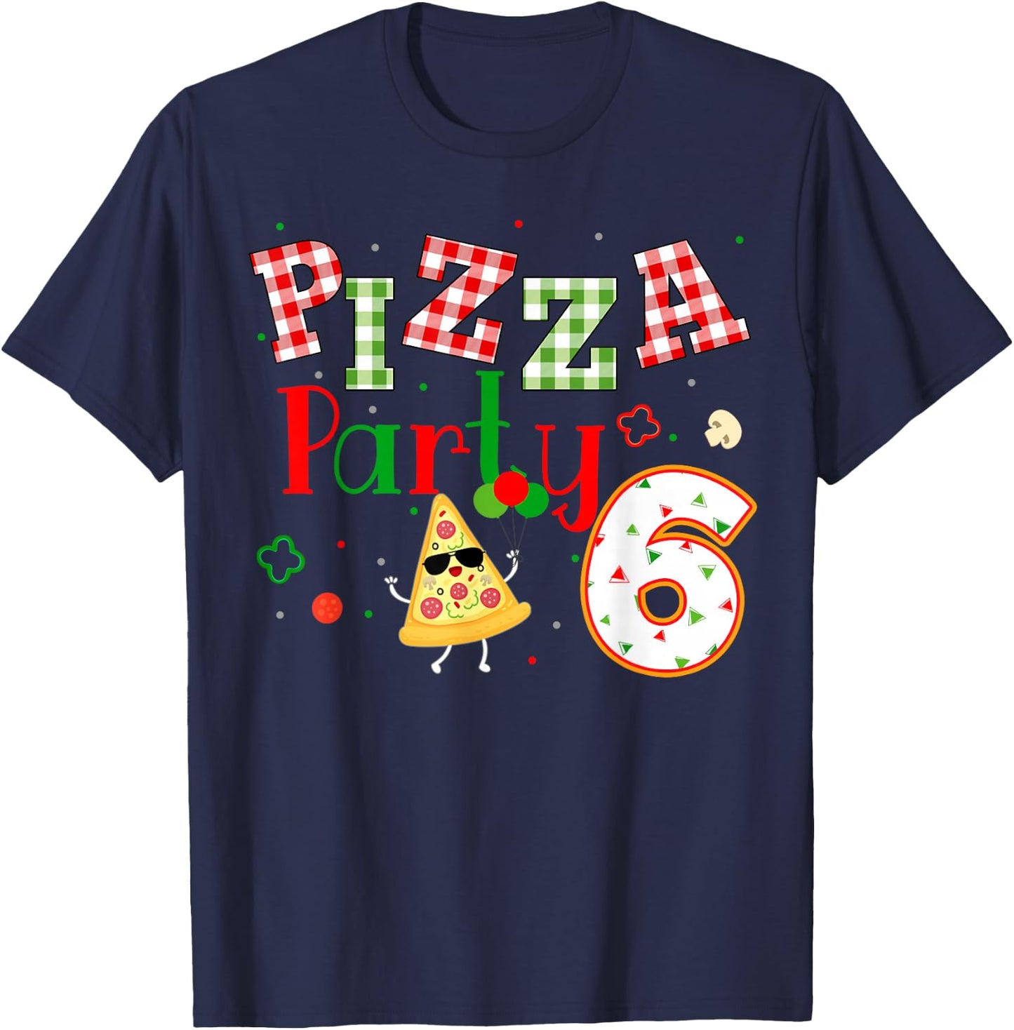 Pizza Birthday Party Themed Matching Family Group T-Shirt - T-Shirt | Navy