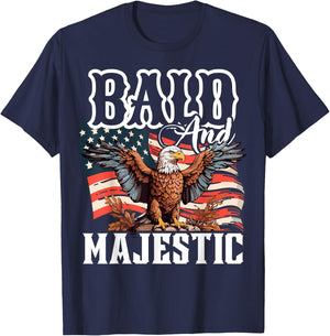 Bald and Majestic, Funny for Bald People T-Shirt - T-Shirt | Navy