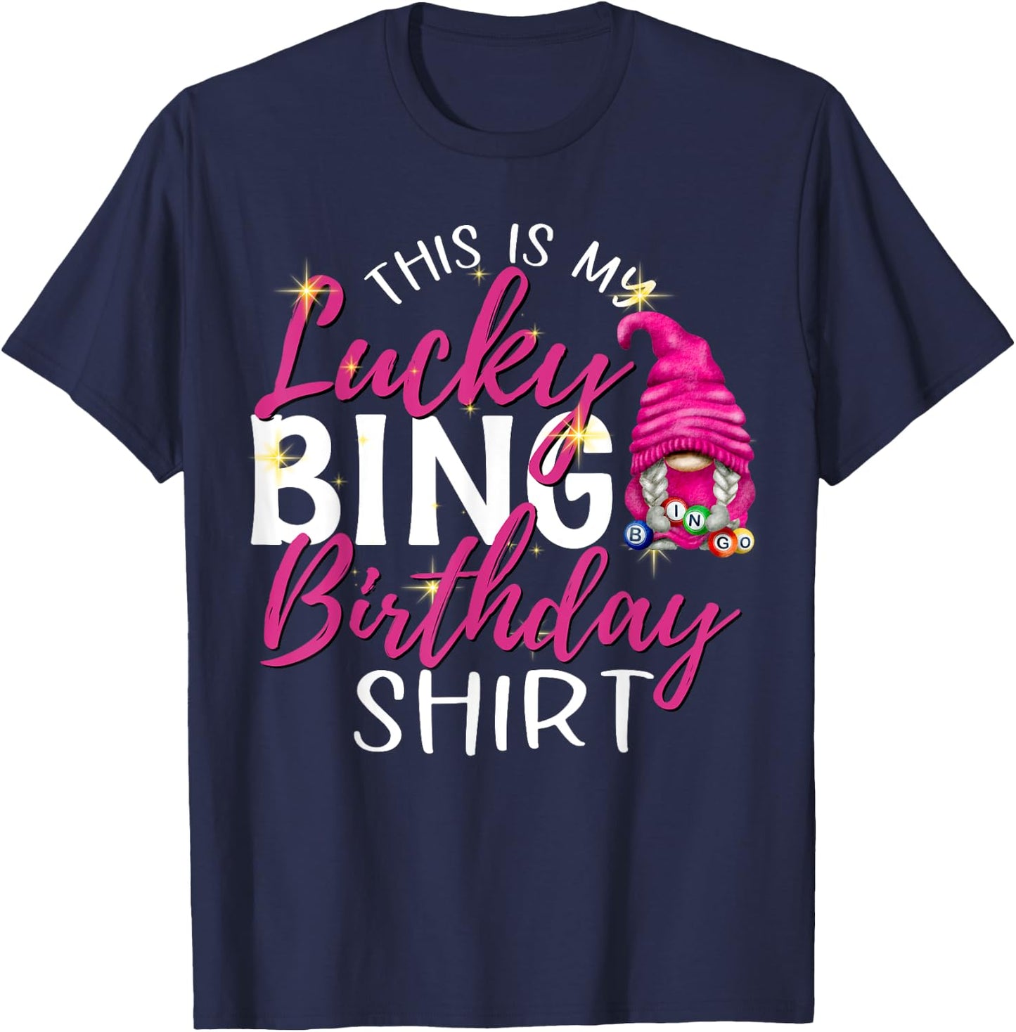This is My Lucky Bingo Birthday Shirt Peace Love Bingo T-Shirt - T-Shirt | Navy