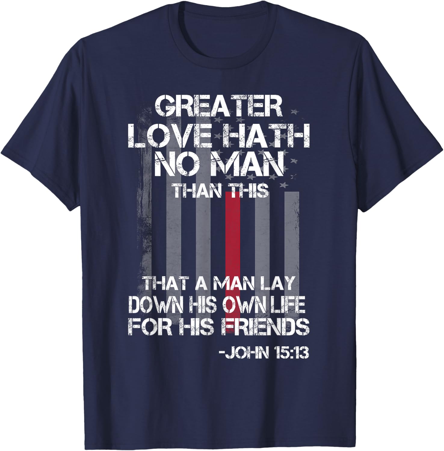 Christian Firefighter Bible Quote Shirt T-Shirt - T-Shirt | Navy
