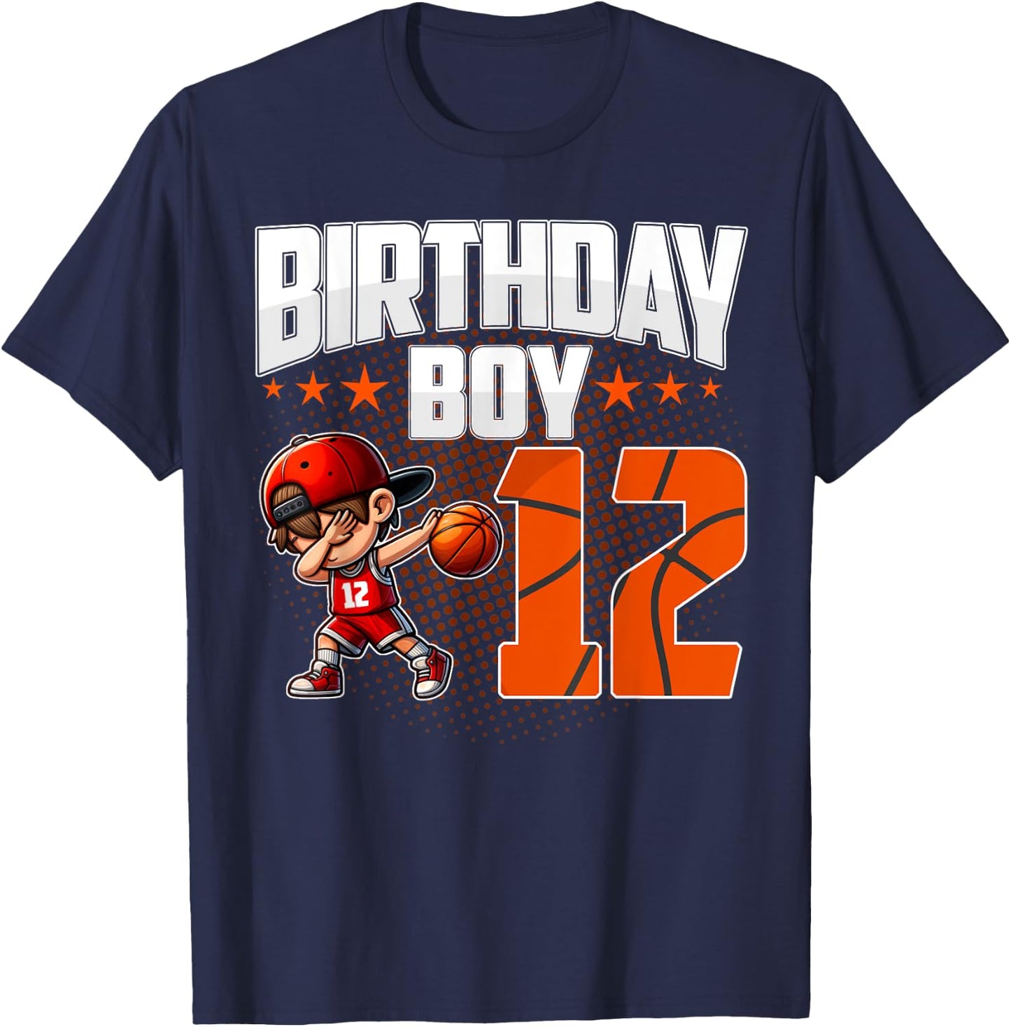 12th Birthday Boy Basketball 12 Years Old Boy Birthday T-Shirt - T-Shirt | Navy