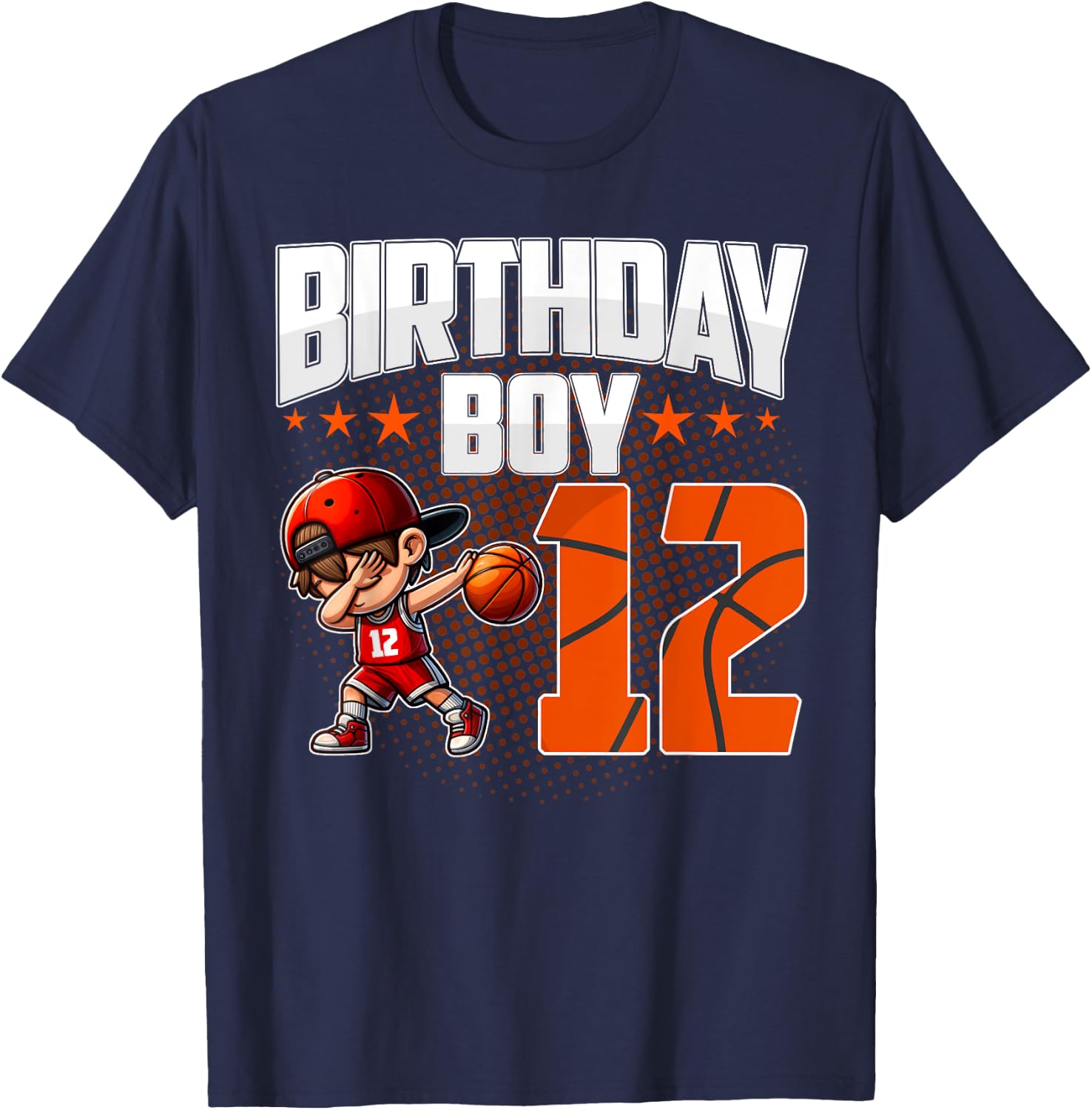 12th Birthday Boy Basketball 12 Years Old Boy Birthday T-Shirt - T-Shirt | Navy