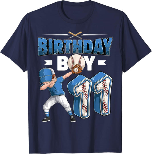 Dabbing Boy 11 Year Old Baseball Player 11th Birthday Party T-Shirt - T-Shirt | Navy