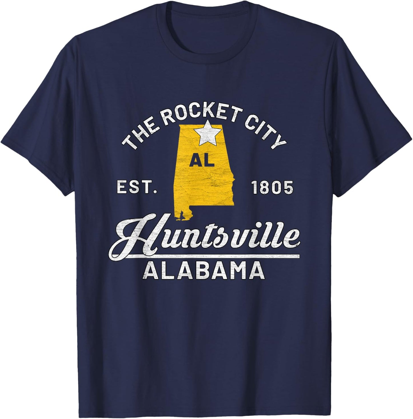 Huntsville Alabama Al Vintage The Rocket City Souvenir Gift T-Shirt - T-Shirt | Navy