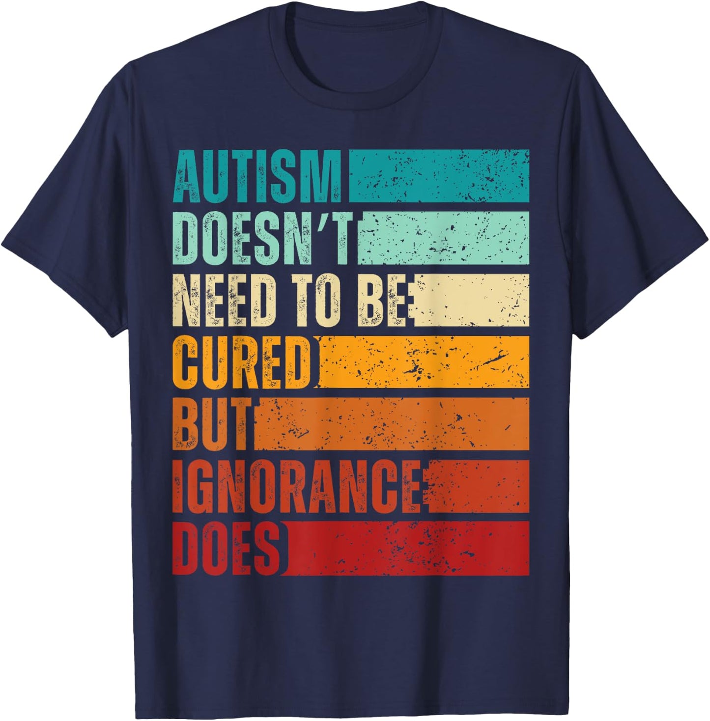 Autism Awareness Acceptance Ban Ignorance Mommy Shark T-Shirt - T-Shirt | Navy