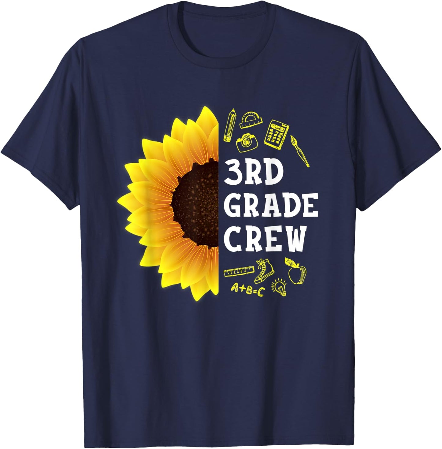 Sunflower 3rd Grade Crew Students Kids Team Back To School T-Shirt - T-Shirt | Navy