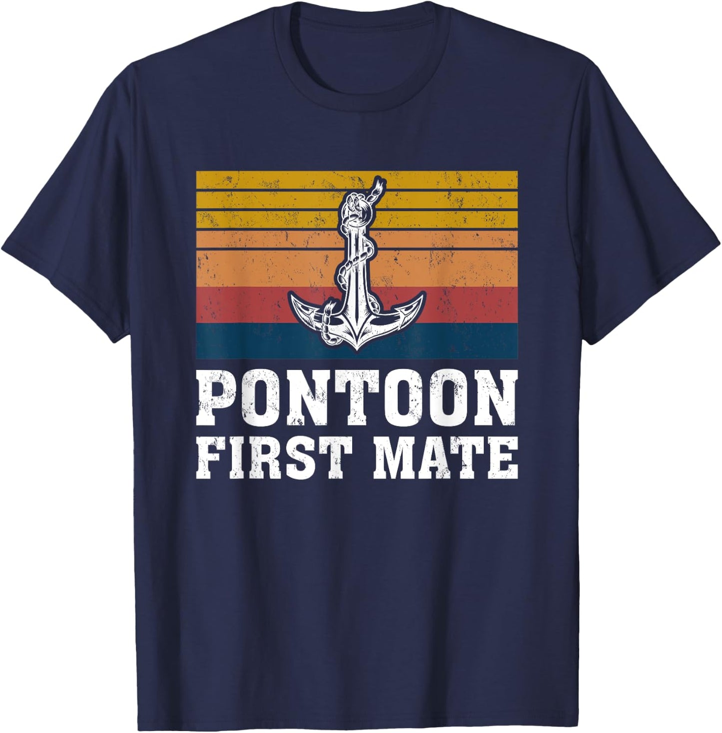 Pontoon Captain Vintage Retro Pontoon First Mate T-Shirt - T-Shirt | Navy