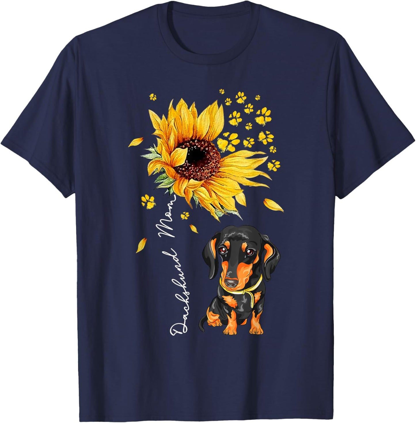 Sunflower Dachshund Mom Dog Lover Gifts T-Shirt - T-Shirt | Navy