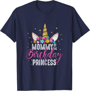 Mommy Of The Birthday Princess Mother Gift Unicorn Birthday T-Shirt - T-Shirt | Navy