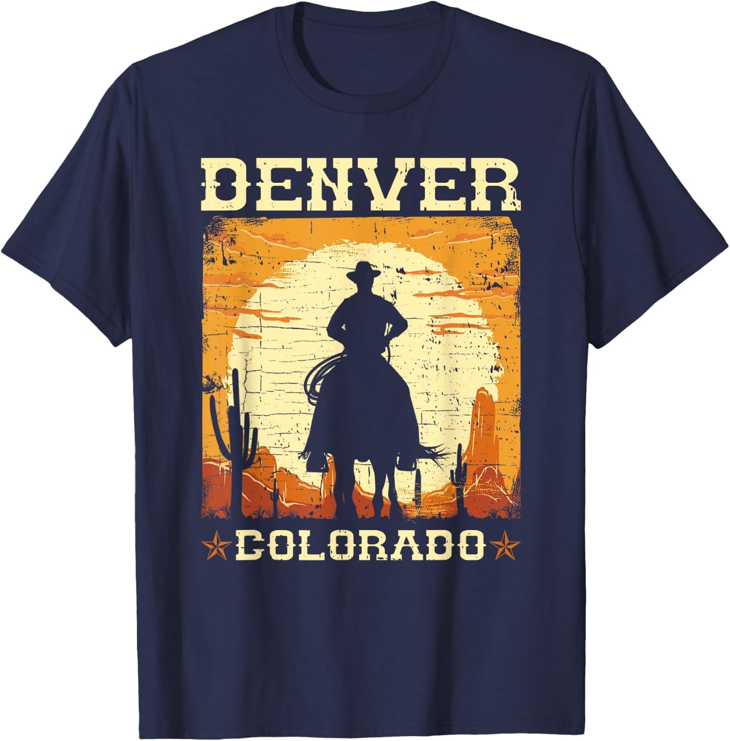 Denver Colorado CO Western Country Cowboy T-Shirt - T-Shirt | Navy