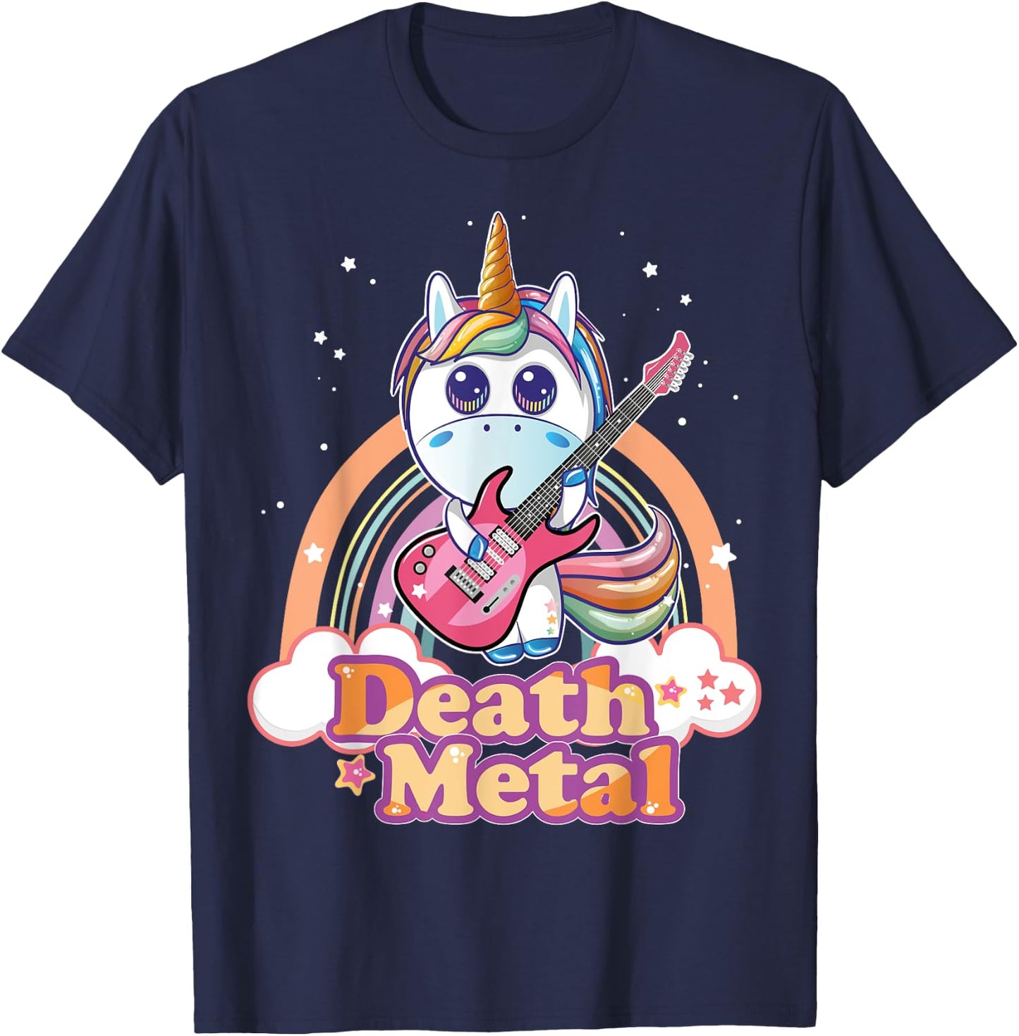 Cute Death Metal Unicorn Hard Rock Heavy Metal Music T-Shirt - T-Shirt | Navy