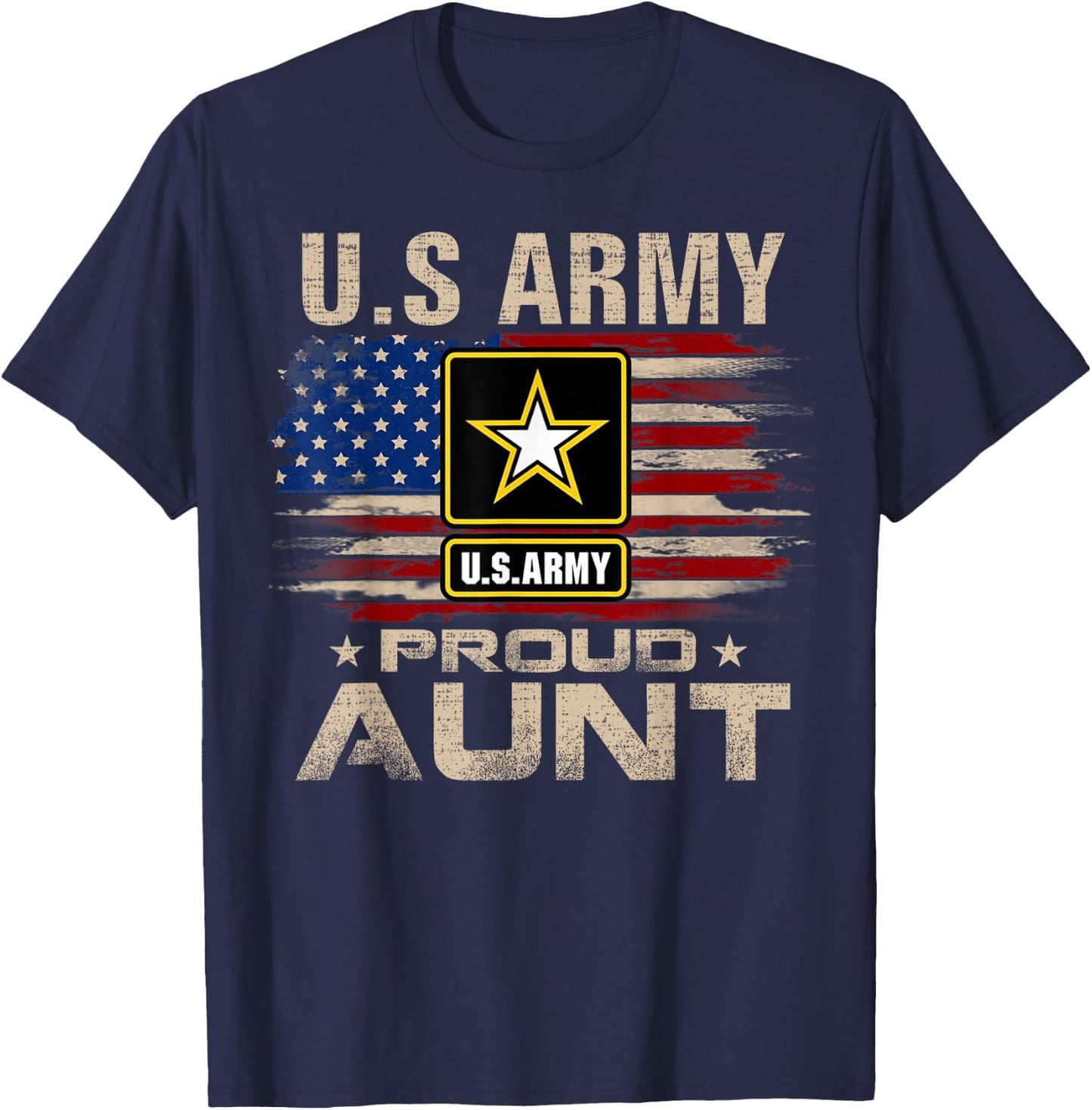 Vintage U.S Army Proud Aunt With American Flag T-Shirt - T-Shirt | Navy