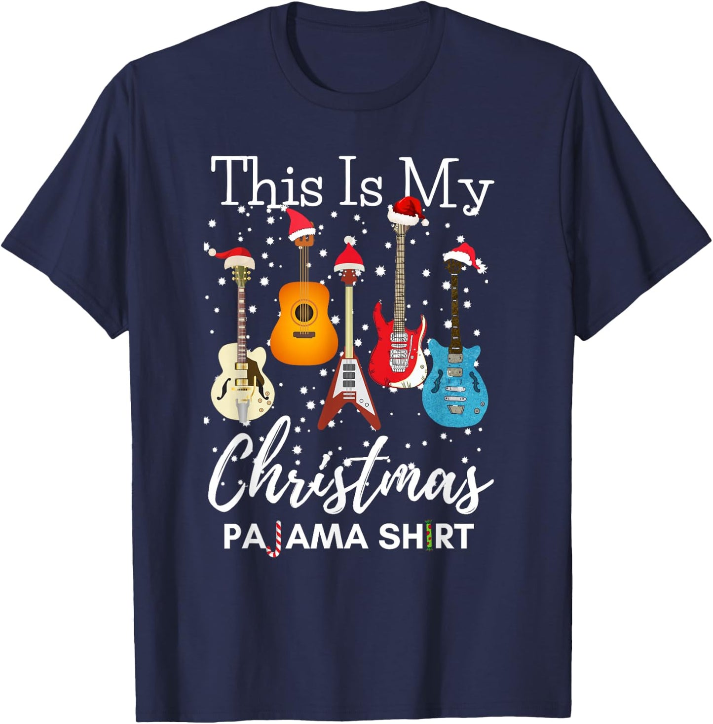 This Is My Christmas Pajama Guitar Guitarist Music Lover T-Shirt - T-Shirt | Navy
